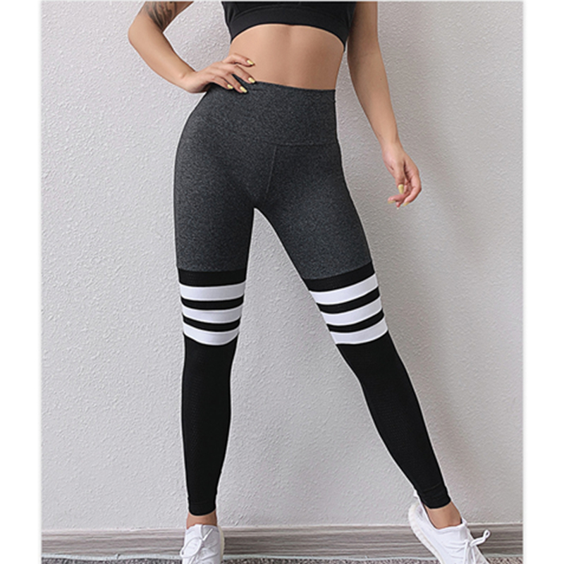 женские новые спортивные брюки брюки мода полоски высокая упругость йога брюки